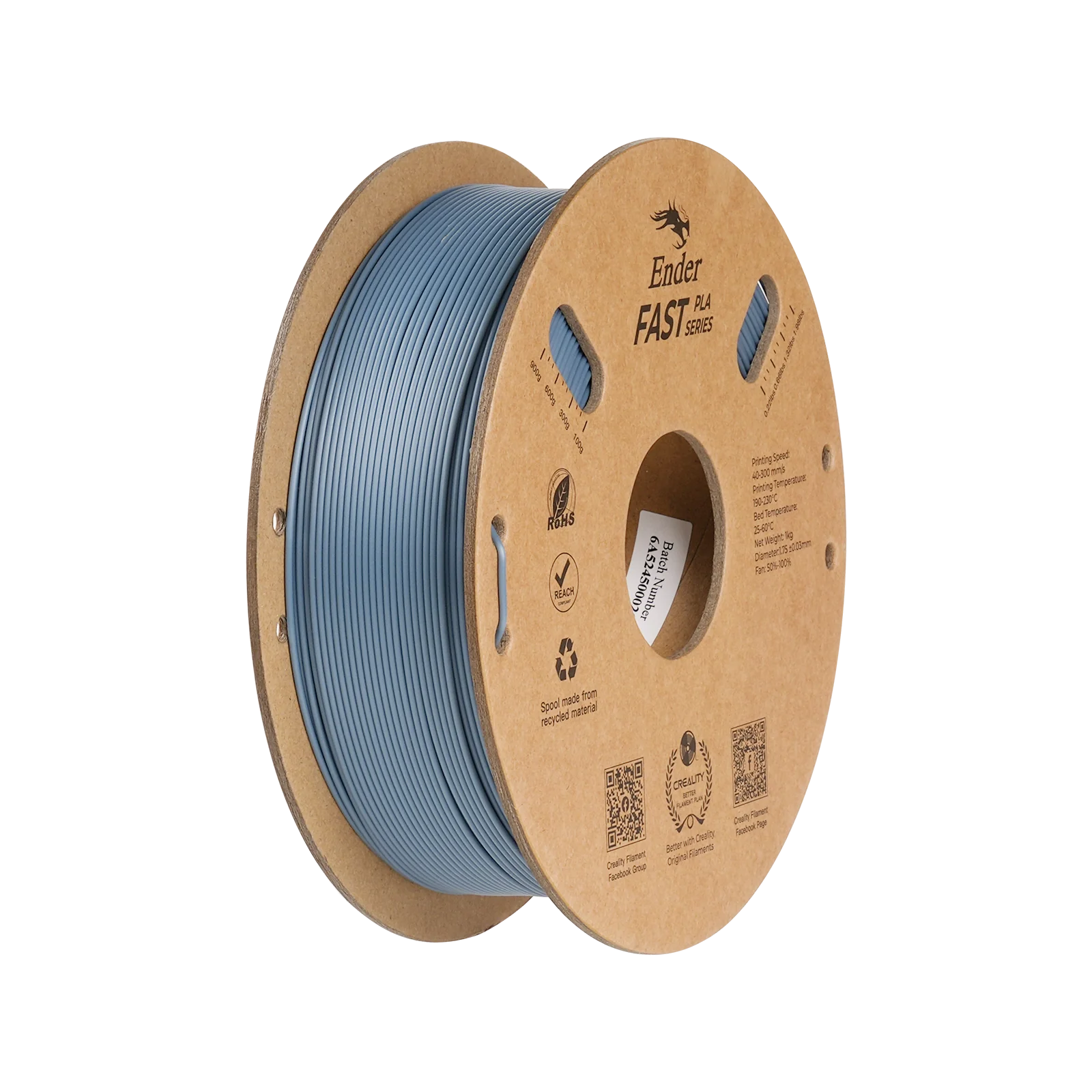 FILAMENTO CREALITY ENDER FAST PLA GRIS CLARO 1KG