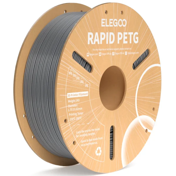Filamento Elegoo PETG Rápido 1,75 mm 1 kg Gris Oscuro