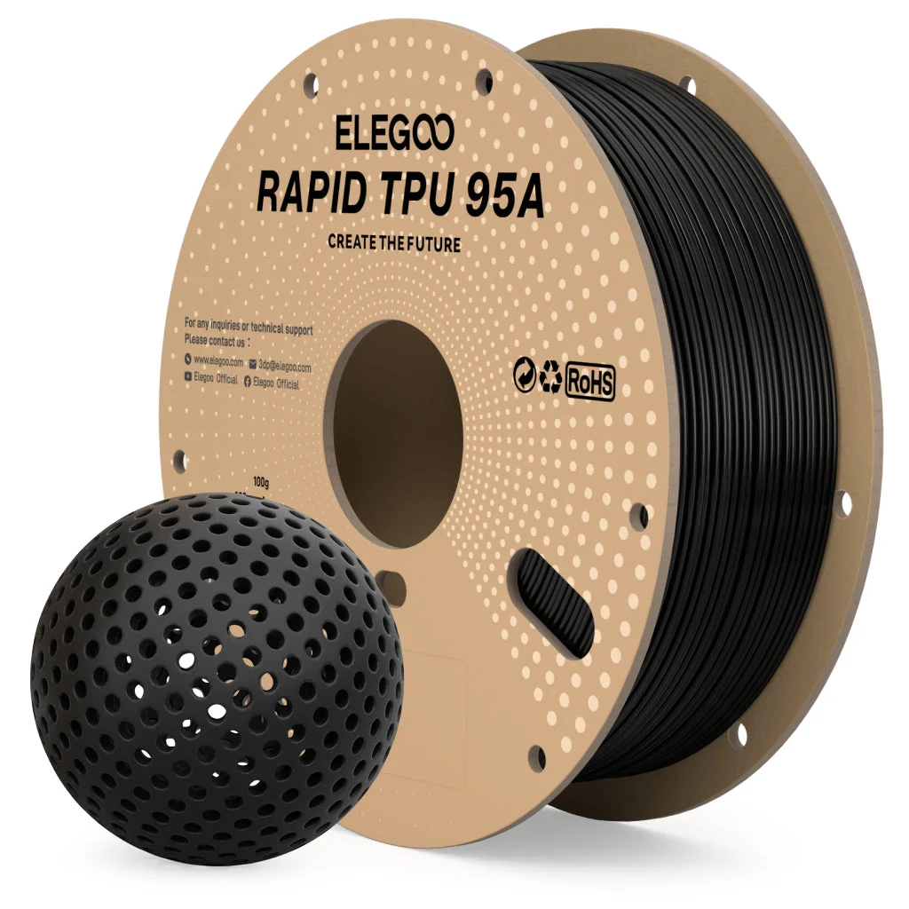 Filamento Elegoo TPU 95A 1,75 mm 1 kg Negro – Bobina Plástica