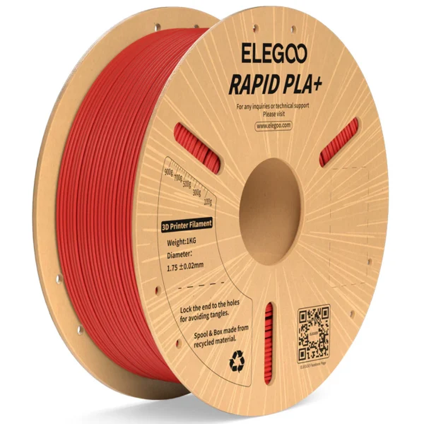 Filamento Elegoo PLA+ Rápido 600 mm/s 1,75 mm 1 kg Rojo