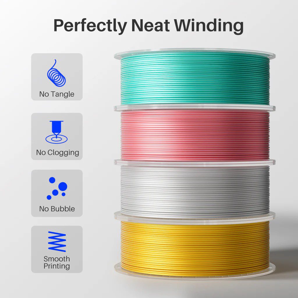 Filamento Elegoo Silk PLA 1.75mm 1kg Dorado
