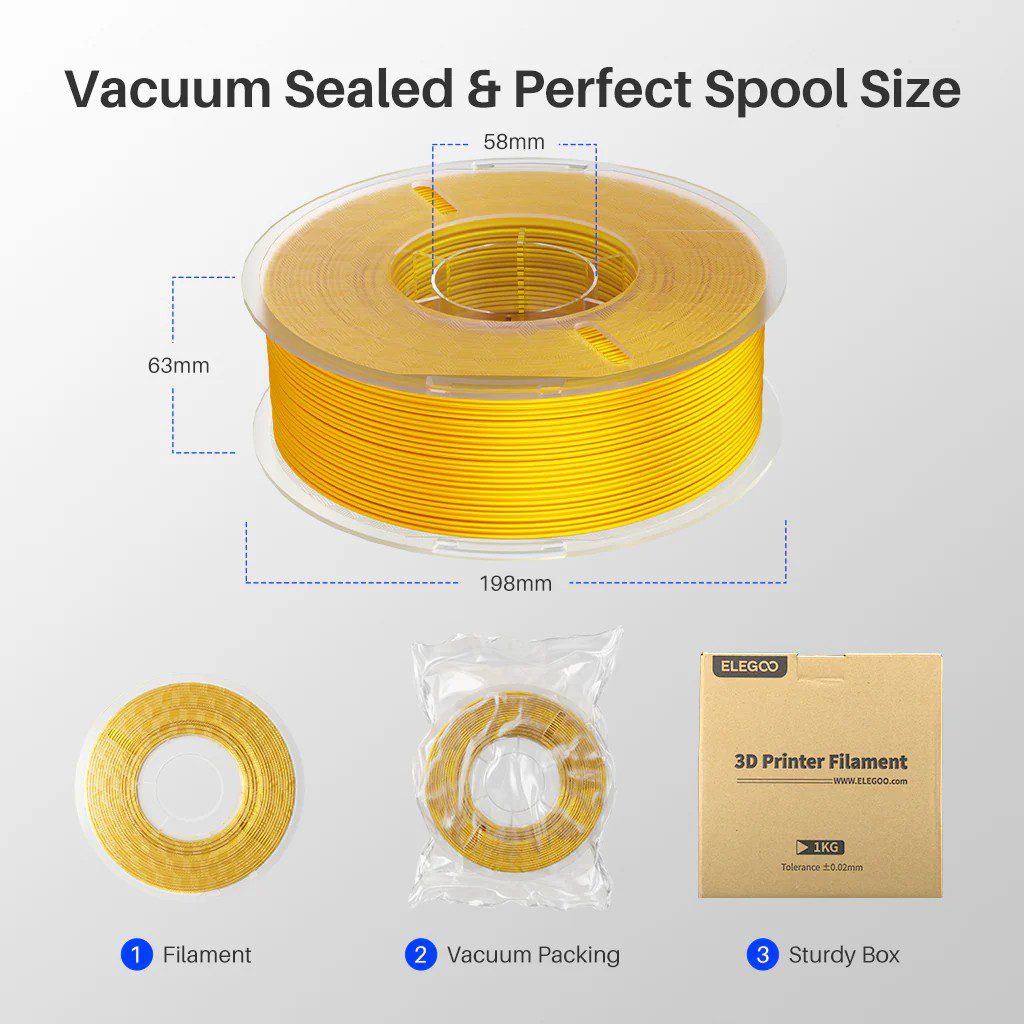 Filamento Elegoo Silk PLA 1.75mm 1kg Dorado