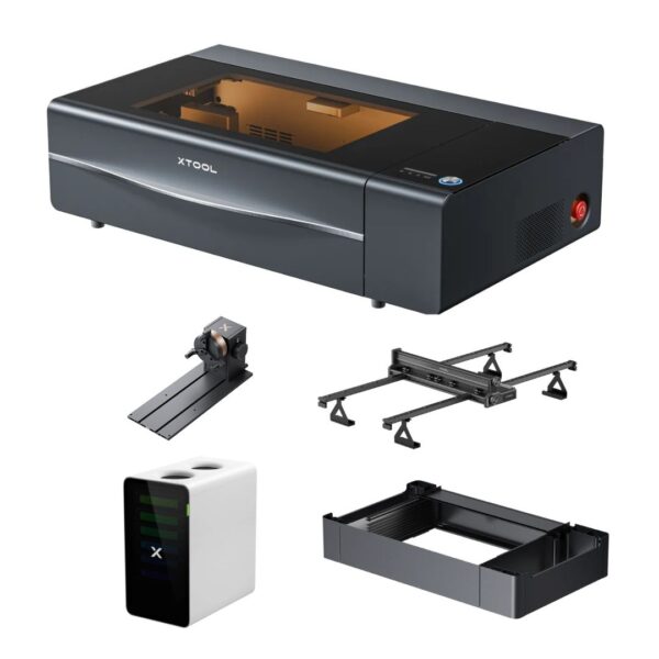 Grabadora Láser xTool P2S 55W CO2 + RA2 Pro + Alimentador + Base Elevadora + Purificador – Preventa Agosto