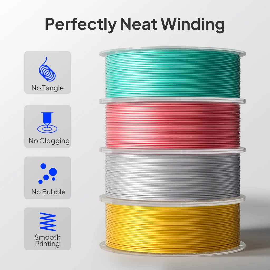 Filamento Elegoo Silk PLA 1.75mm 1kg Verde Menta