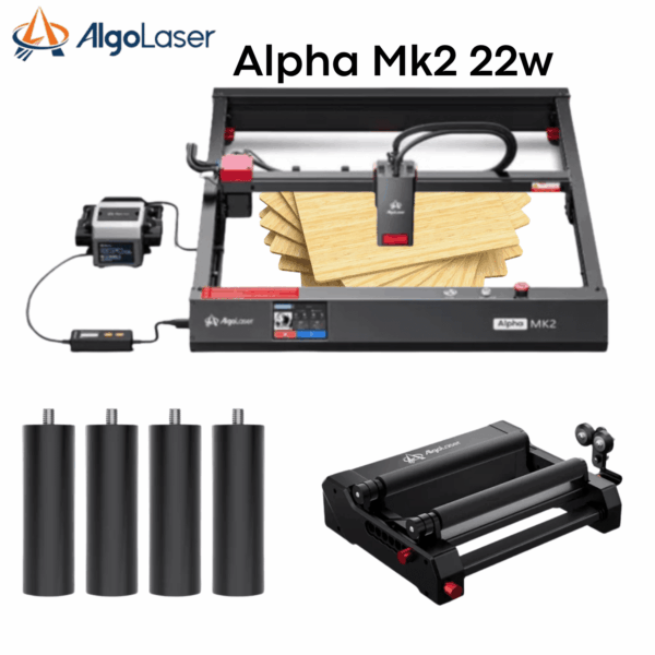 Grabadora Laser Algolaser Alpha Mk2 22W + Risers + Accesorio Rotativo